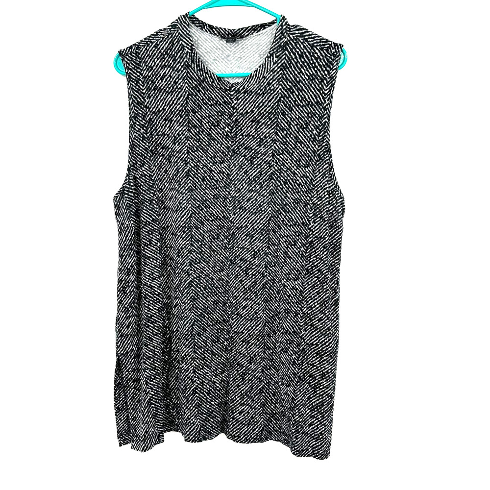 J Jill wearever collection size large sleeveless blouse tank top black white‎